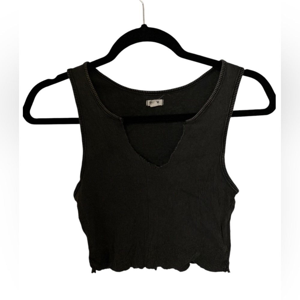 Garage Gray Ribbed Crop Top
